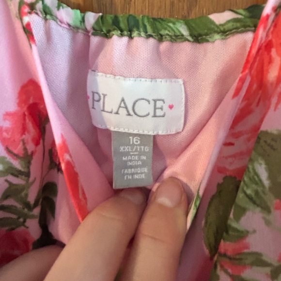 Place Pink and Orange Asymmetrical Pleated Sundress - Picture 3 of 6